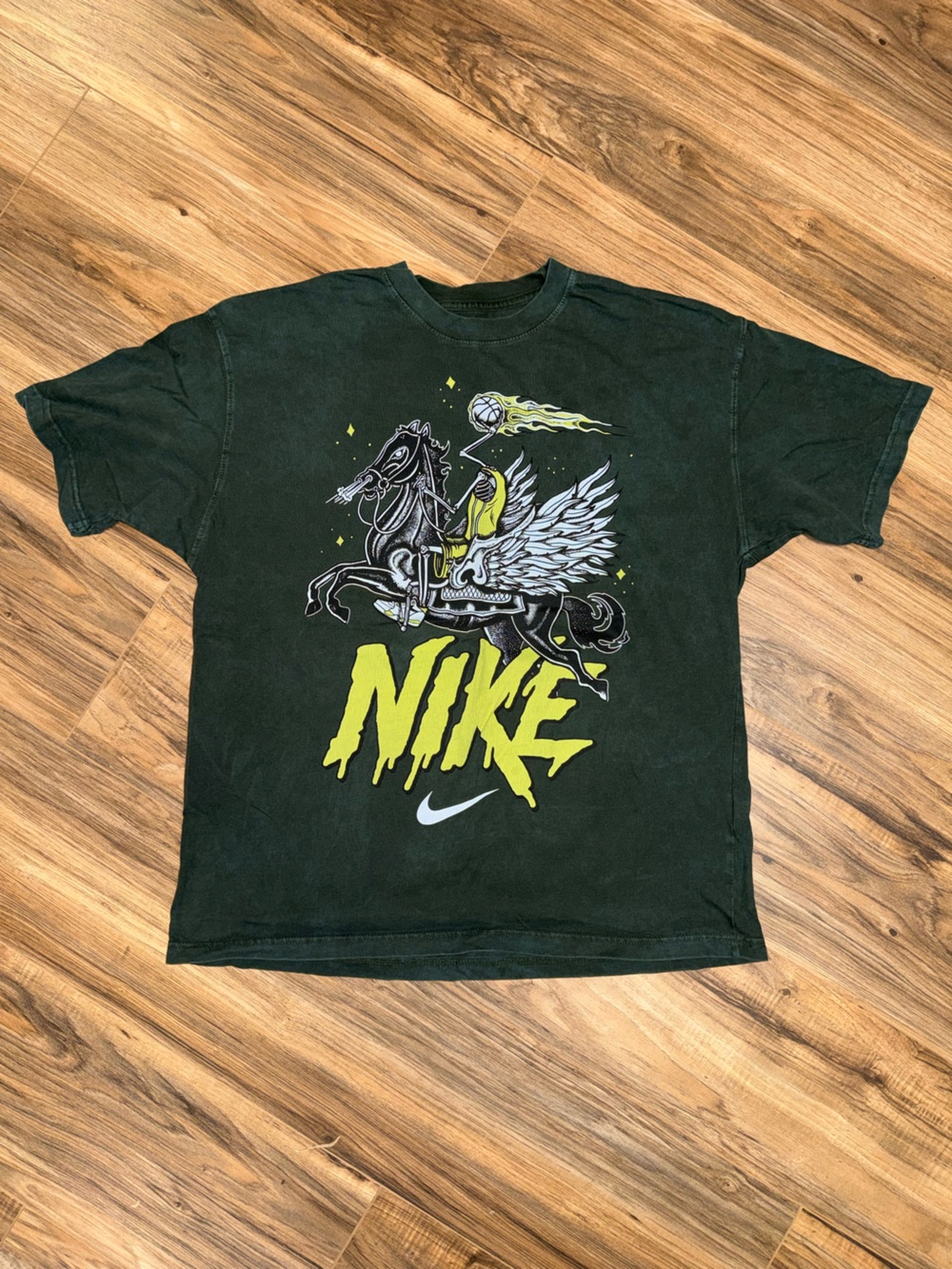 Nike Black Short-Sleeve Tee with Neon Yellow Graphic